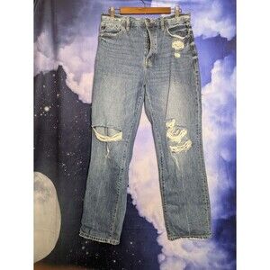 KanCan Distressed High Rise Straight Leg Jeans Size 9/28 Button Fly